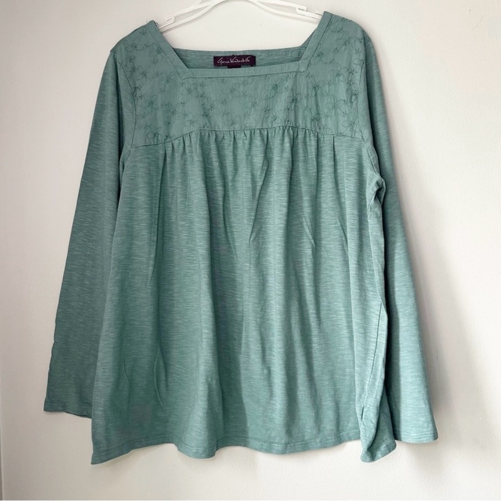 Gloria Vanderbilt Embroidered Peasant Top - Size XL